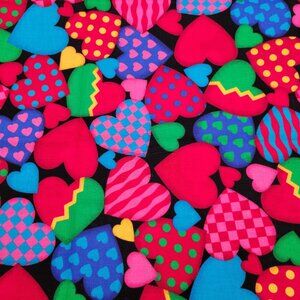 Cranston Hearts Splatter Cotton Fabric Multicolor 1 1/3 Yards x 54 Inch Wide